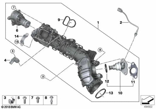 Collecteur d'admission OEM 11618593824 pour BMW F40, G20, G30, X1, X3 et MINI F56, F60... et plus encore. BMW et MINI d'origine.