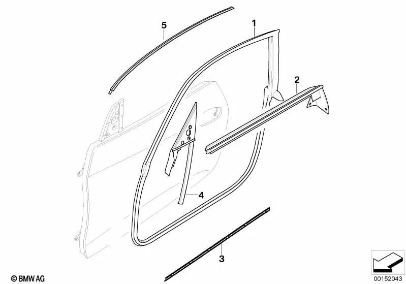 Sellado Triángulo Espejo Exterior Izquierdo para BMW Z4 E85, E86 (OEM 51337148935). Original BMW