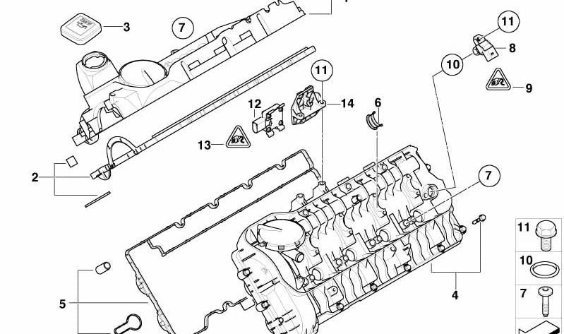 Juego de juntas de tapa de balancines OEM 11120403101 para BMW E65. Original BMW.