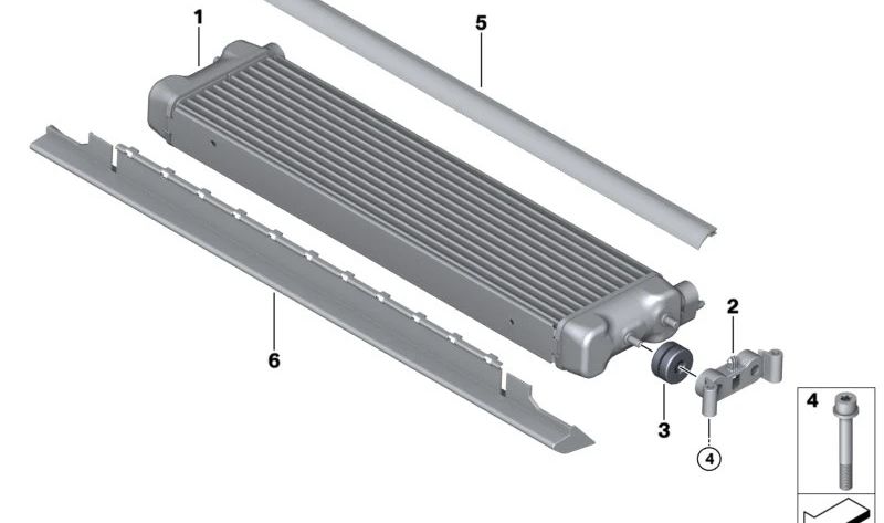 Soporte radiador OEM 17212284265 para BMW F10, F90, F06, F12, F13, F91, F92, F93, G15, G16. Original BMW.