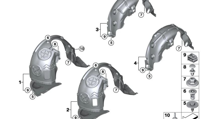 Cubierta pasarruedas delantera derecha OEM 51719447832 para MINI Cabrio F57 LCI (05/2020 - 02/2024). Original MINI.