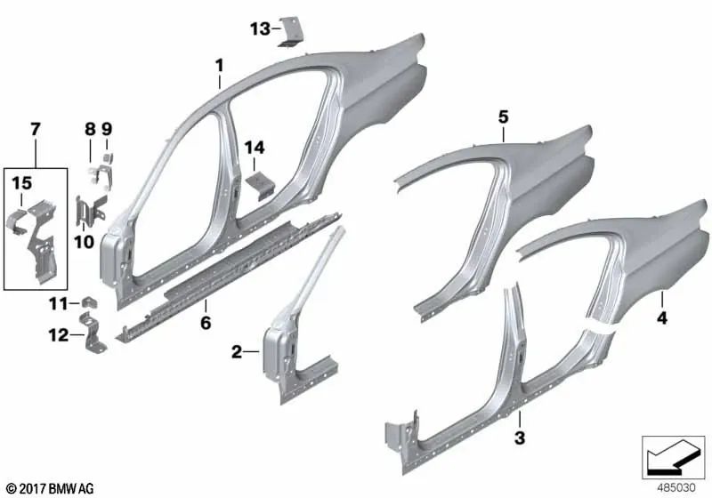 Pilar A exterior derecho para BMW F01, F01N, F04 (OEM 41217204470). Original BMW