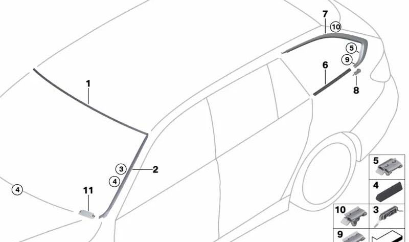 CHROME BOARD RIGHT RETURN OEM 51377496146 FOR BMW F31 AND F31N. Original BMW.