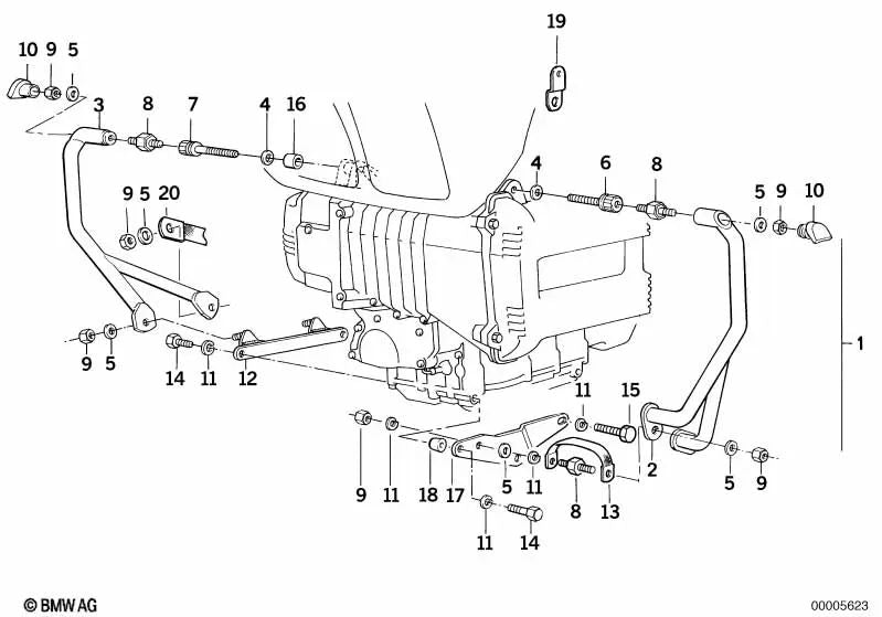 Casquillo distanciador OEM 46712303069 para motos BMW K75, K100, K100RS, K100RT, K100LT. Original BMW Motorrad.