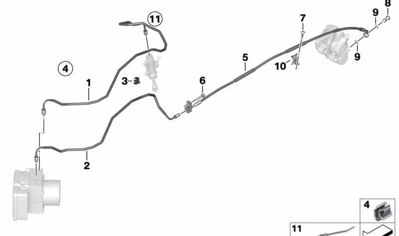 Tubería de freno trasera OEM 34327716613 para motos BMW K1600GT, K1600GTL (2010-2016). Original BMW Motorrad.