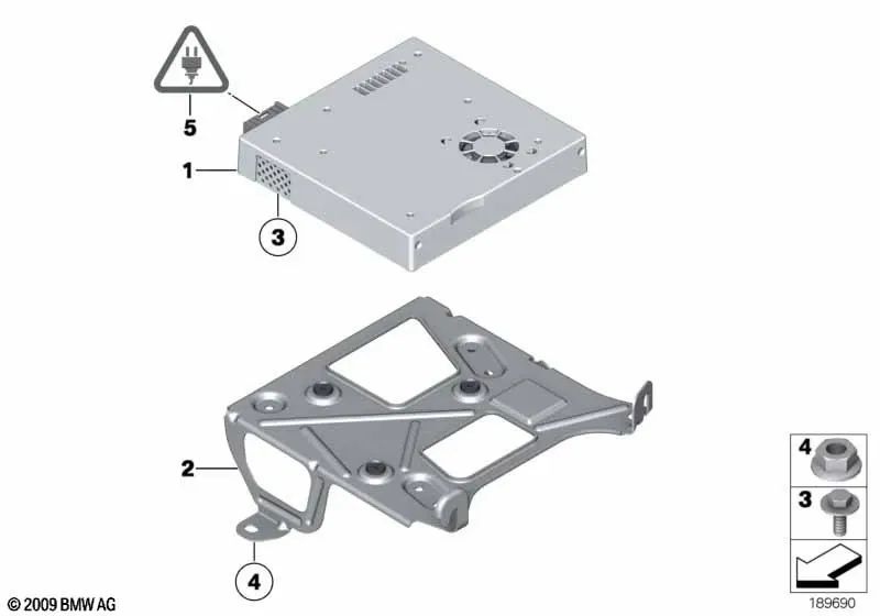 Soporte del Módulo de Sintonizador DAB/SDARS/TV para BMW Z4 E89 (OEM 65159136696). Original BMW.