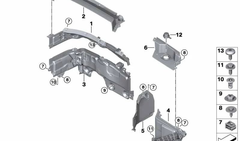 In alto del compartimento del motore OEM 51717290716 per BMW F48, F48N, F49, F49N, F39. BMW originale BMW.