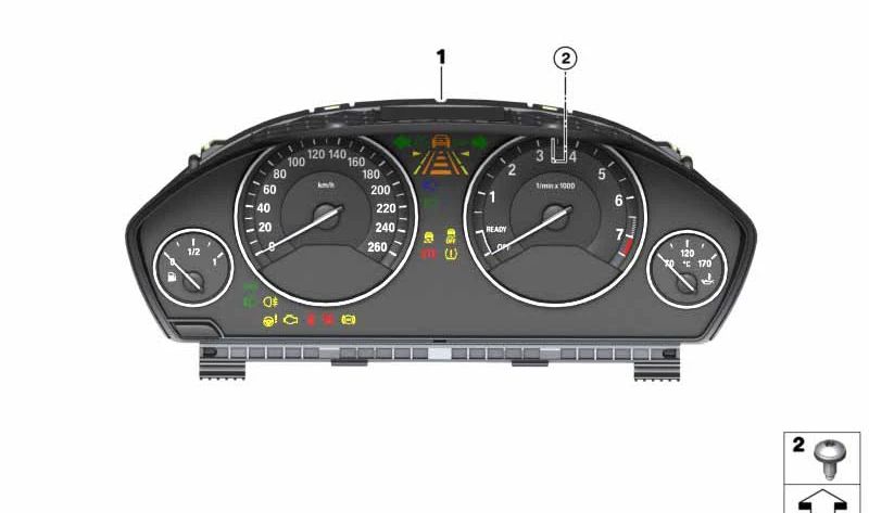 Cuadro de instrumentos KM/H OEM 62105A03A49 para BMW Serie 3 F30 F31 F34 GT, Serie 4 F32 F33 F36 Gran Coupé... y más. Original BMW