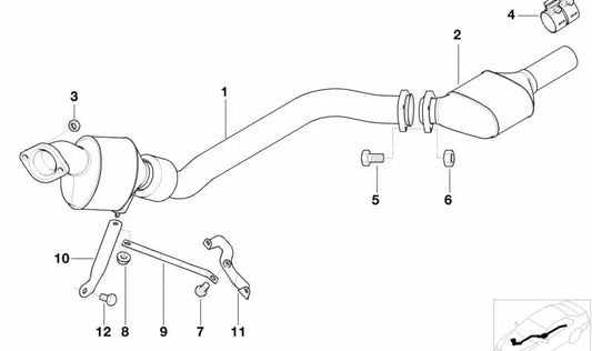 Soporte para catalizador cercano al motor OEM 18207785202 para BMW E39. Original BMW.