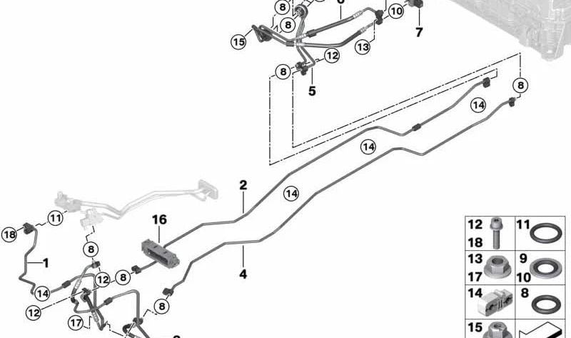 Tubería de succión trasera OEM 64509268481 para BMW X5 F15 xDrive40e. Original BMW.