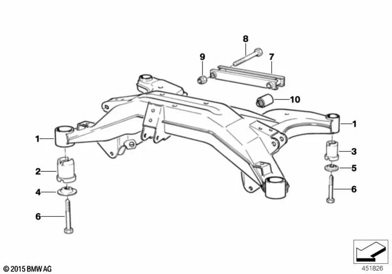 Soporte de goma del eje trasero OEM 33312227374 para BMW Serie 8 E31 850CSI. Original BMW.