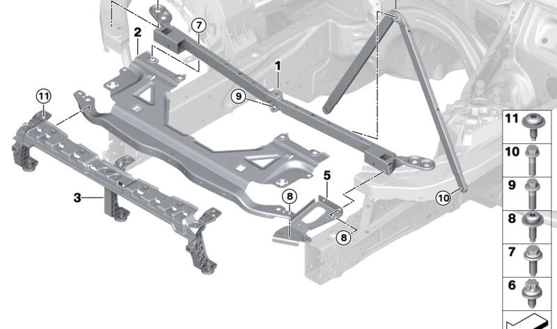 Rear Upper Support OEM 51648746951 for BMW G80, G82, G83. Original BMW