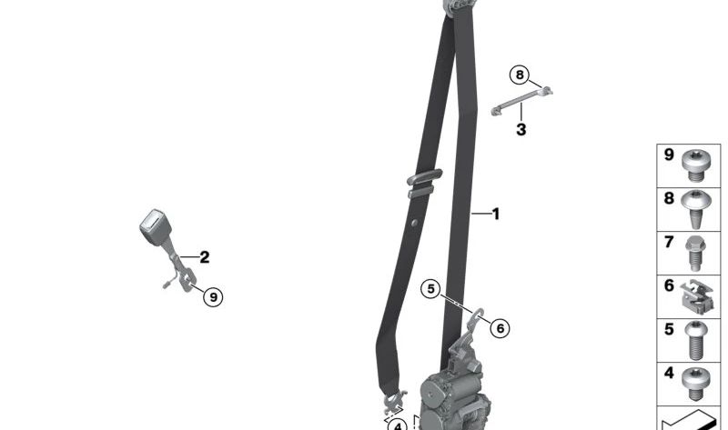 Sedile anteriore OEM della cintura inferiore 72117435665 per BMW G05, F95, G06, F96, G07, G09. BMW originale.