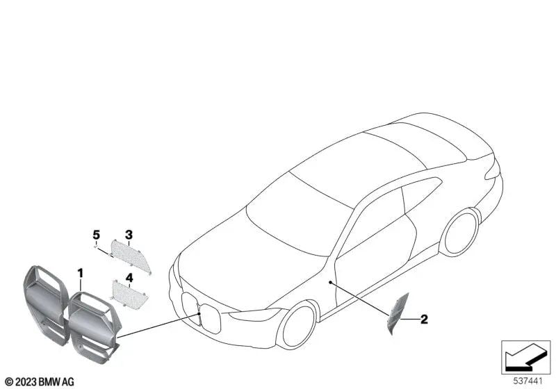 Respirador de ar à direita para BMW 4 G82 Series (OEM 51138086132). BMW original