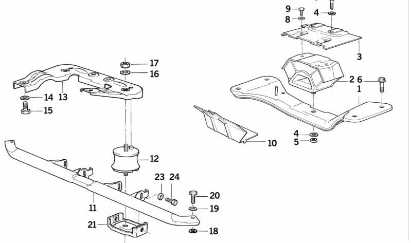 Tubo transversal OEM 24701138425 para BMW Serie 3 E36 (320i, 325i) con cambio automático. Compatible con modelos fabricados entre 1990 y 1995. Pieza original BMW.