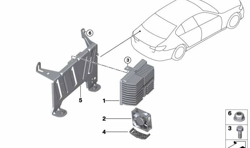 Soporte de ventilador OEM 65159286289 para BMW F90, G30, G31, G32, i3 (I01). Original BMW.