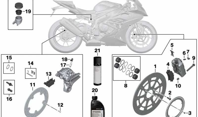 Juego de pastillas de freno delantero OEM 34118534234 para motos BMW S1000RR, HP4, S1000R... y más. Original BMW Motorrad.