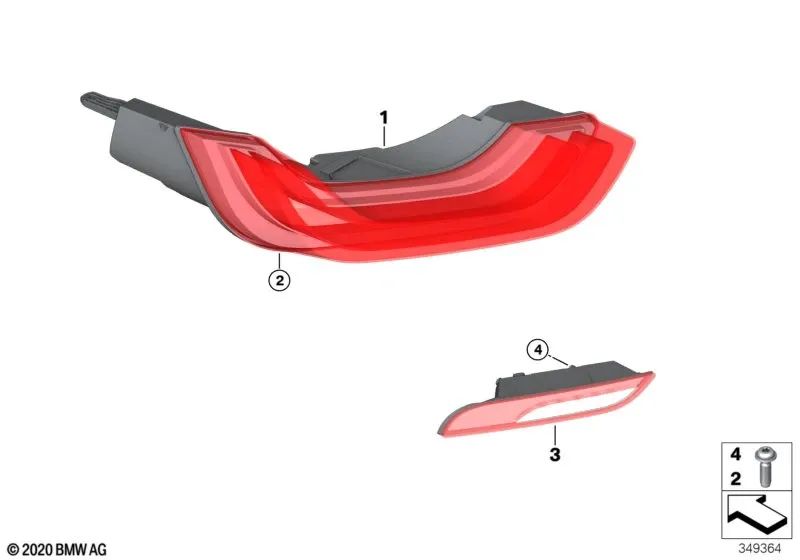LED taillight left bumper for BMW I12, I15 (OEM 63217310783). Original BMW.