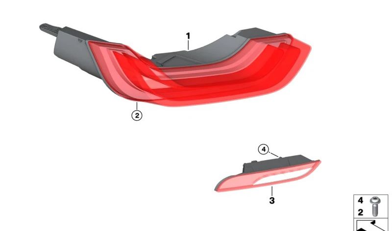 Piloto trasero LED derecho OEM 63219851342 para BMW i8 {I12, I15} (modelos desde 03/2018 hasta 06/2020). Luz trasera original BMW integrada en costado trasero. Repuesto genuino BMW.