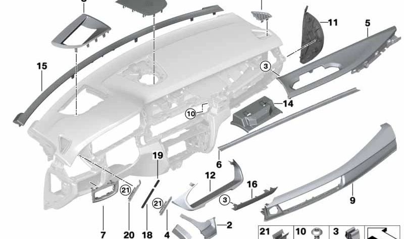 Moldura salpicadero carbono derecho OEM 51458060387 para BMW F85, F16, F86. Original BMW.