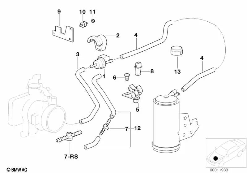 Codo de admisión OEM 13901703184 para BMW Serie 3 E36 (323i, 328i) y Z3 E36 (2.8). Original BMW.