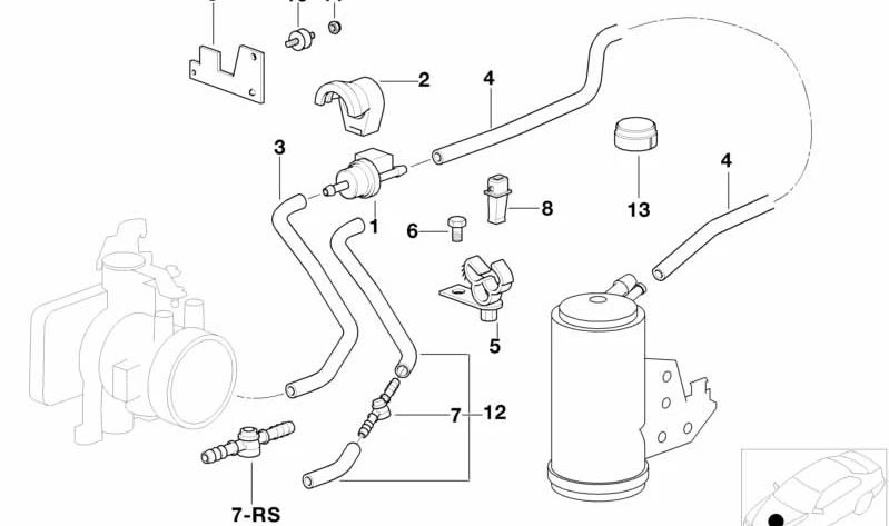 Tubo de ventilación OEM 13901743625 para BMW Z3 E36 1.8. Pieza de recambio original BMW para sistema de ventilación del depósito. Compatible con modelos fabricados entre 1995 y 1998. Original BMW.
