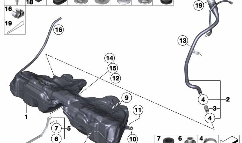 Plastic filler pipe for BMW F07, F07N (OEM 16117217082). Original BMW