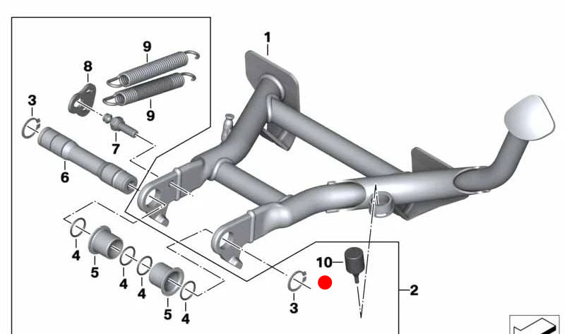 Central Easel OM 46528520185 pour BMW K1600 GT, GTL, GTL Exclusive, Bagger Motorcycles. BMW original Motorrad.