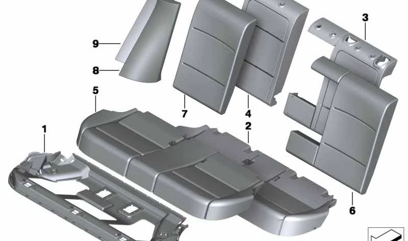 Funda asiento de cuero negro OEM 52207256748 para BMW X3 F25 (sDrive18d, sDrive20i) del 2012 al 2017. Repuesto original BMW.