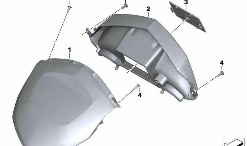 Cubierta de instrumentos OEM 46637722507 para BMW Motorrad K 1600 GT (KK48) y K 1600 GTL (KK48). Compatible con modelos fabricados entre 2010 y 2016. Original BMW Motorrad.