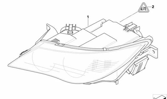 Rechter Bi-Xenon-Scheinwerfer OEM 63127165984 für BMW 6er E63, E64. Original BMW.