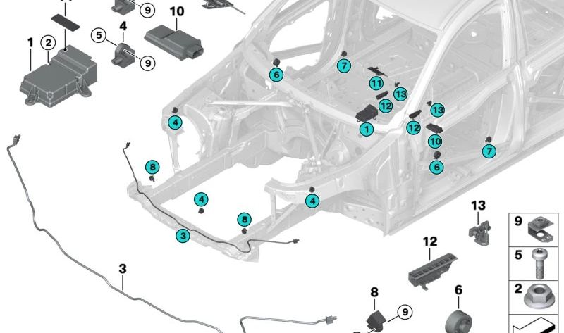 Sensor magnético de posición del asiento OEM 65776993862 para BMW F90, F90N, G30, G30N, G31, G31N, G32, G32N, F95, G05, G05N, G18, F96, G06, G06N, G07. Original BMW.