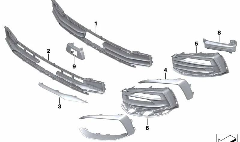 Grade central do duto de freio OEM 51117459712 para BMW F40. Peça original BMW.