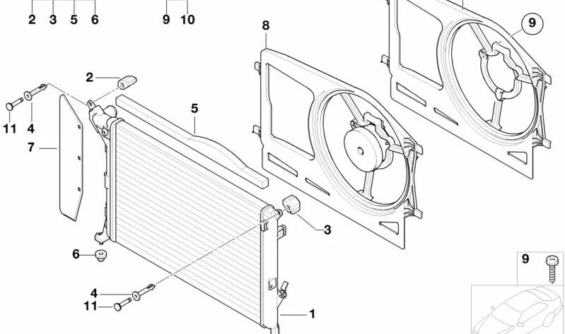 Clavija sistema de refrigeración OEM 17107515274 para MINI R50, R52, R53 (Cooper, One, Cabrio)… y más. Original MINI.