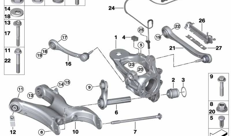 Sensor de velocidad trasero OEM 34526771777 para BMW X5 {E70, E70N, F15, F85} y X6 {E71, E72, F16, F86}. Original BMW.