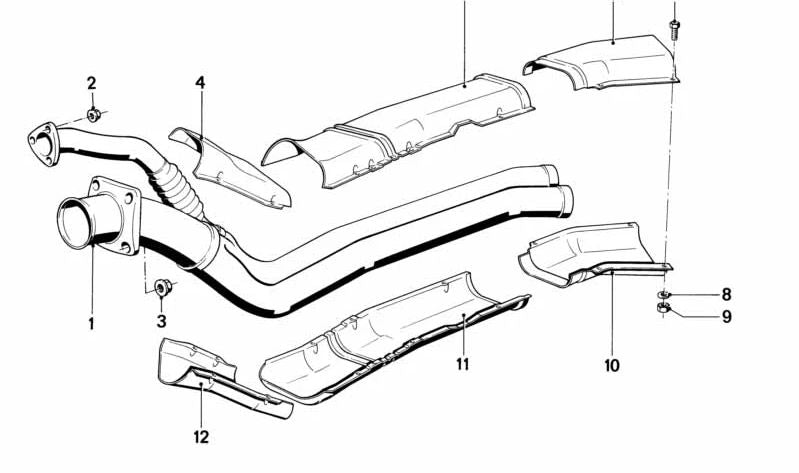 Tubo de escape intermediário 18111175186 para BMW E23. BMW original.