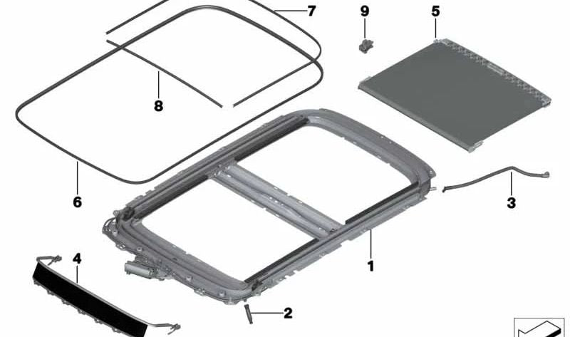 Cubierta arrollable de techo corredizo OEM 54109809775 para MINI Paceman R61, Cooper D R52/R54, Cooper S51/S53, Cooper ALL4 RU81/RU82. Original MINI.