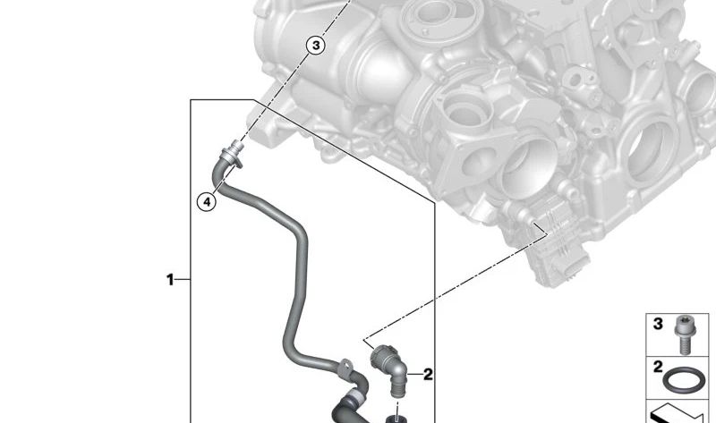Tubo del cárter de cigüeñal OEM 11538514059 para BMW F20, F21, F22, F23, F30, F31, F34, F32, F33, F36, G30, G31, G11, G12, F15. Repuesto original BMW.