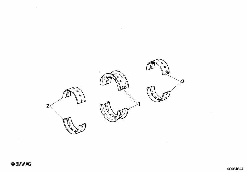 Semicojinete rojo OEM 11211304351 para BMW M1 E26 (06/1980 - 07/1981). Original BMW.