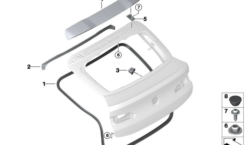 Sigillatura del cancello posteriore per BMW X4 F98, G02 (OEM 51767498729). BMW originale.