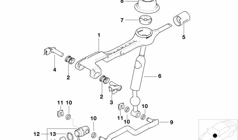 Barra de cambio OEM 25117503201 para BMW E46 330d (modelos con cambio manual y automático) del 1999 al 2003. Repuesto original BMW.