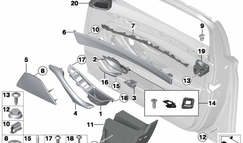 Moldura embellecedora de puerta en aluminio delantero izquierdo OEM 51418051327 para BMW F10, F11. Original BMW.