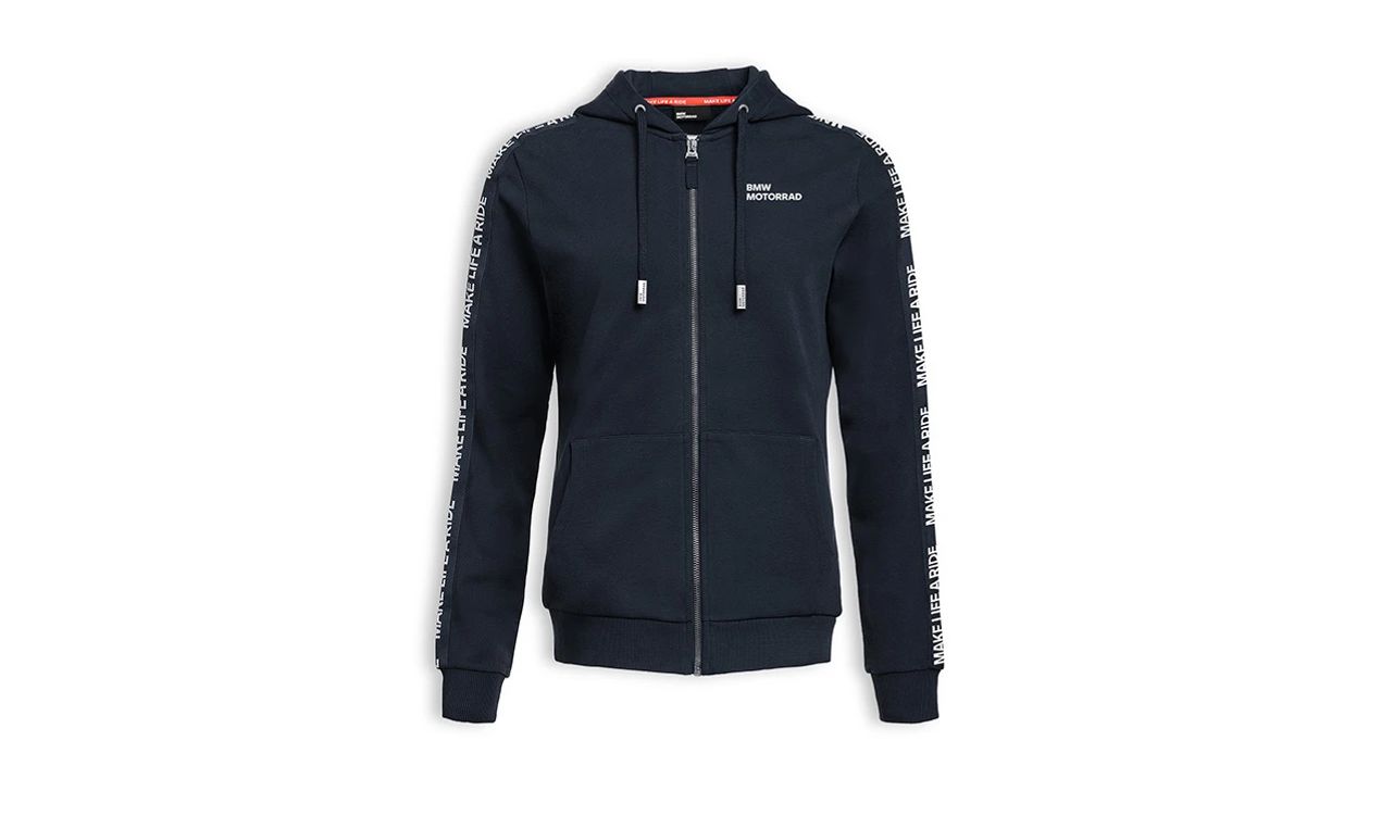 Sudadera con cremallera Make Life a Ride azul noche talla XL OEM 76615B3E363 válida para BMW. Original BMW Motorrad.