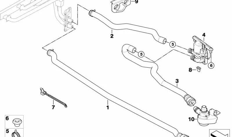 Manguito de calefacción OEM 64216915173 para BMW E60, E61, E63, E64. Original BMW.