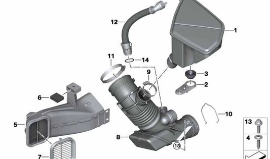 Conducto de admisión OEM 13718580422 para BMW G01, G02. Original BMW.