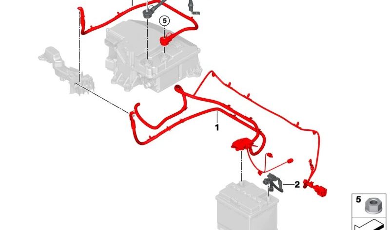 Cable de batería negativo con sensor IBS OEM 61219855915 para BMW X3 G08E, G08F. Original BMW.