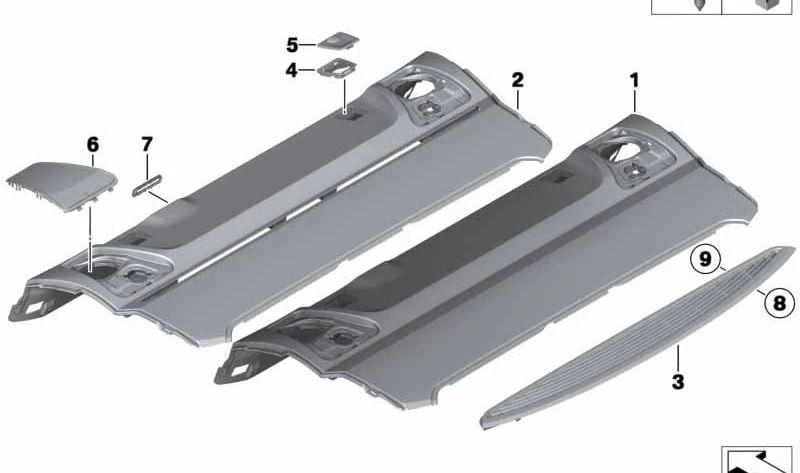 OEM 51469197233 TRUNK GRAY TRUNK PER SERIE BMW 5 F10 (tutti i modelli compatibili). BMW originale.