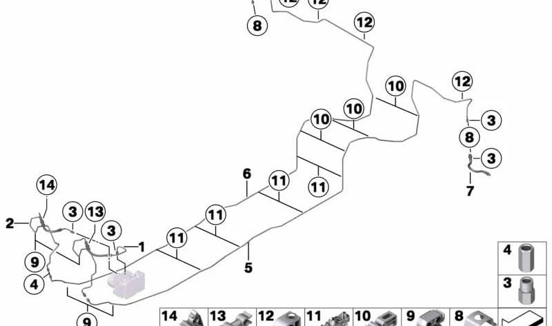 Tubo de freio com mangueira de pressão 34306858776 para BMW F30, F31, F32, F33. BMW original.