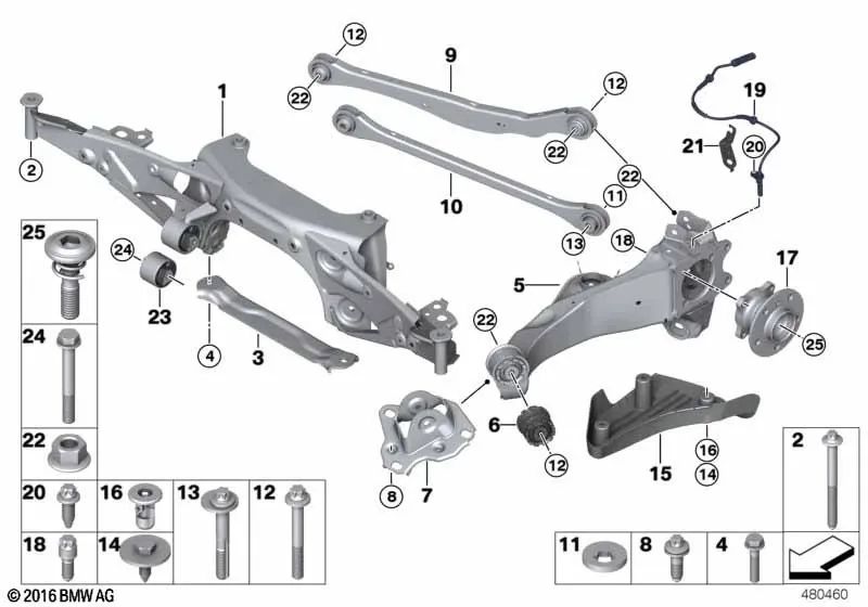 Larguero derecho para BMW F52, F45, F46, F48, F39 (OEM 33306898964). Original BMW