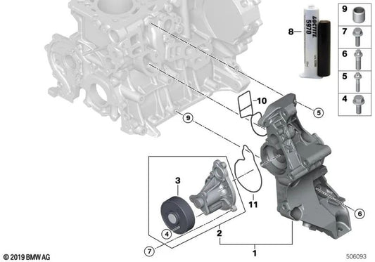 Tornillo hexagonal redondo M10X35-10.9-ZNS OEM 07119907557 para BMW F20, F21, F22, F30, F32, i3... y más. Original BMW.